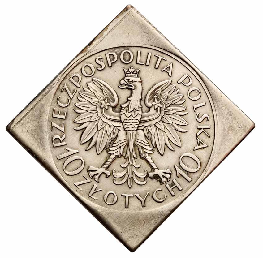 II RP 10 złotych 1933, klipa, PRÓBA z kolekcji Włodzimierza Głuchowskiego